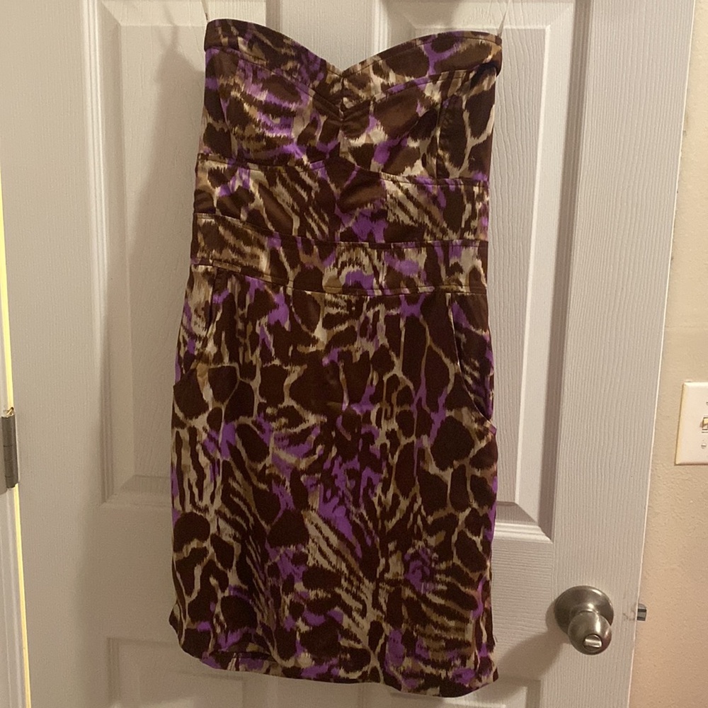 🤎💜 Lucy Love Leopard Print Strapless Dress 💜🤎